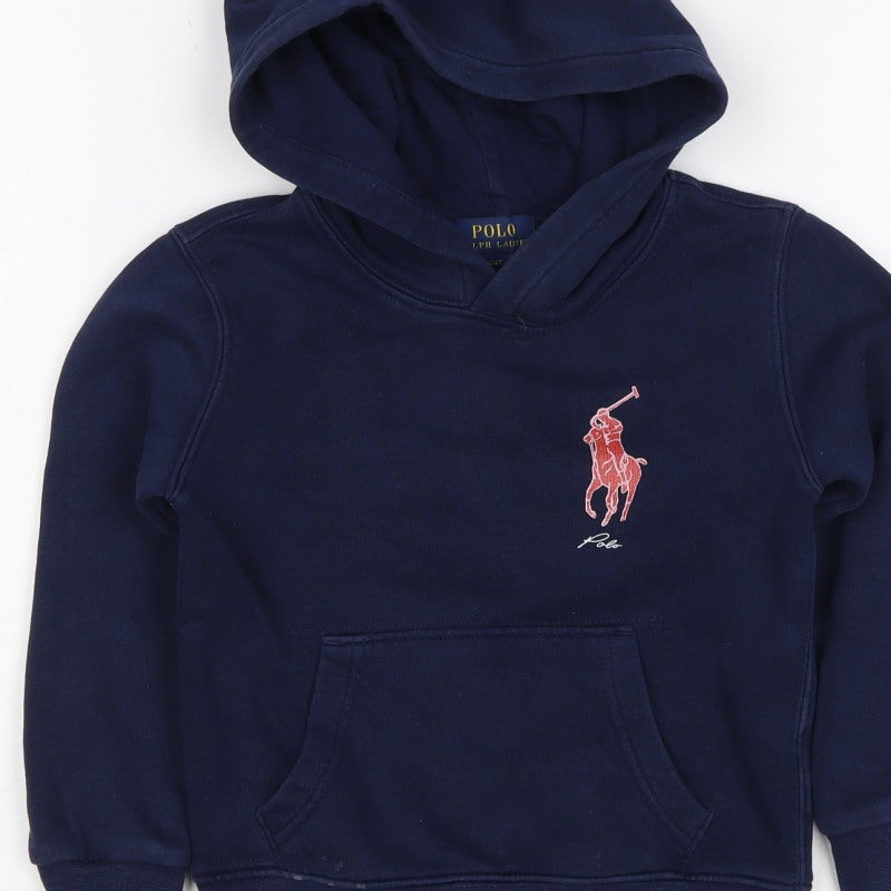 Ralph Lauren Boys Blue 4 Years Pullover Hoodie Embroidered Logo