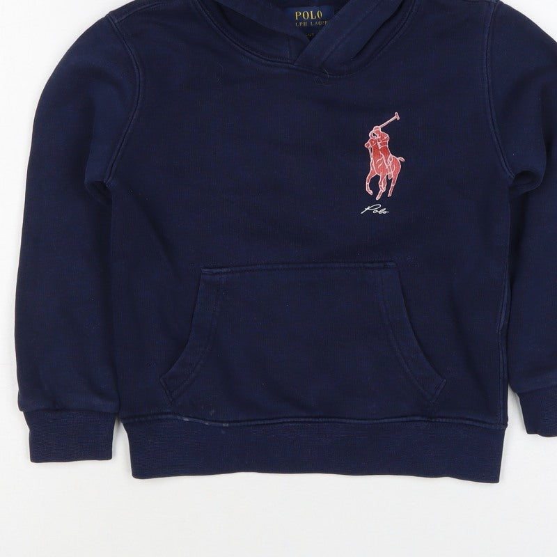 Ralph Lauren Boys Blue 4 Years Pullover Hoodie Embroidered Logo