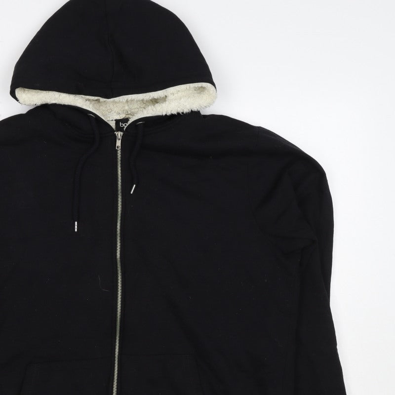 BoohooMAN Men’s Black XL Borg Lined Full Zip Hoodie