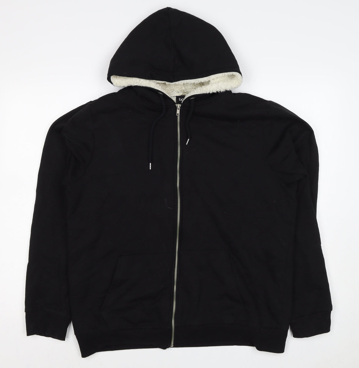 BoohooMAN Men’s Black XL Borg Lined Full Zip Hoodie