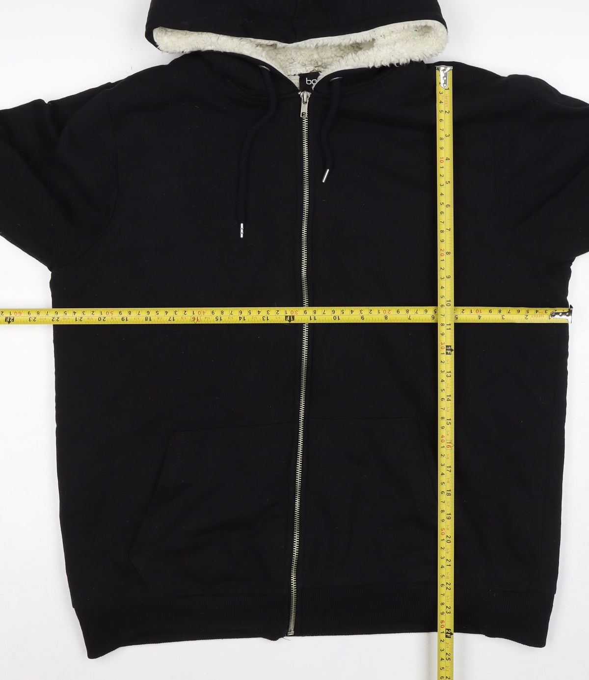 BoohooMAN Men’s Black XL Borg Lined Full Zip Hoodie