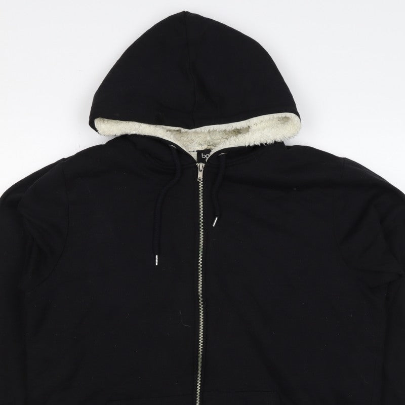 BoohooMAN Men’s Black XL Borg Lined Full Zip Hoodie