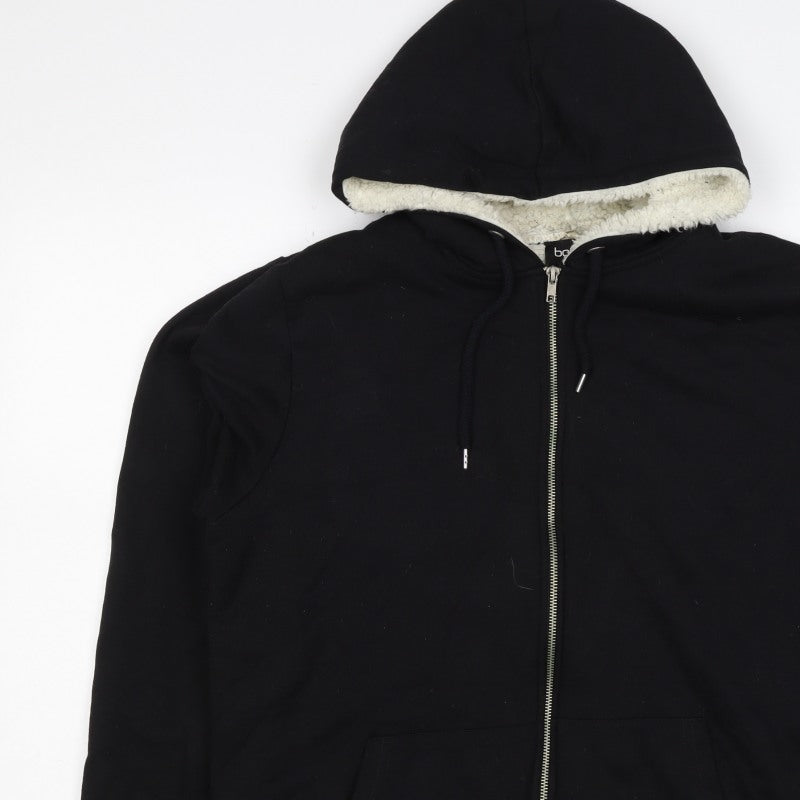 BoohooMAN Men’s Black XL Borg Lined Full Zip Hoodie