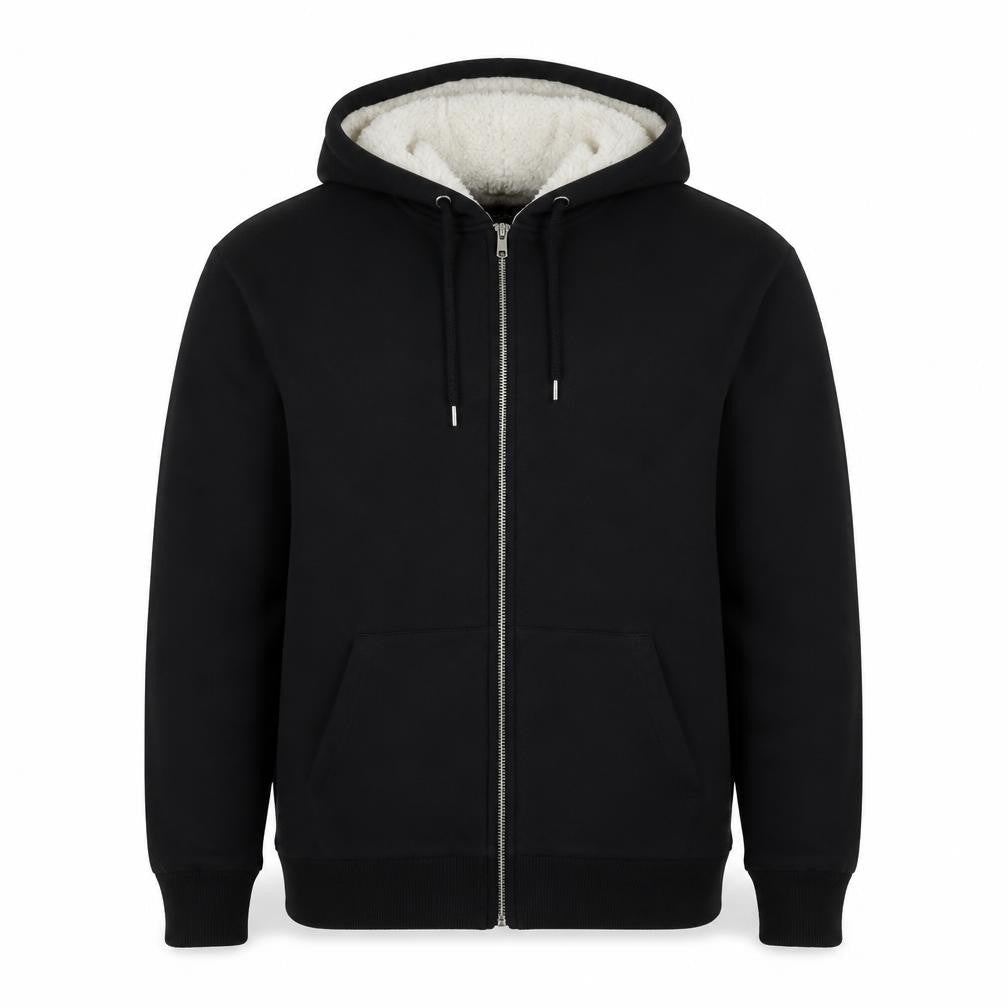 BoohooMAN Men’s Black XL Borg Lined Full Zip Hoodie