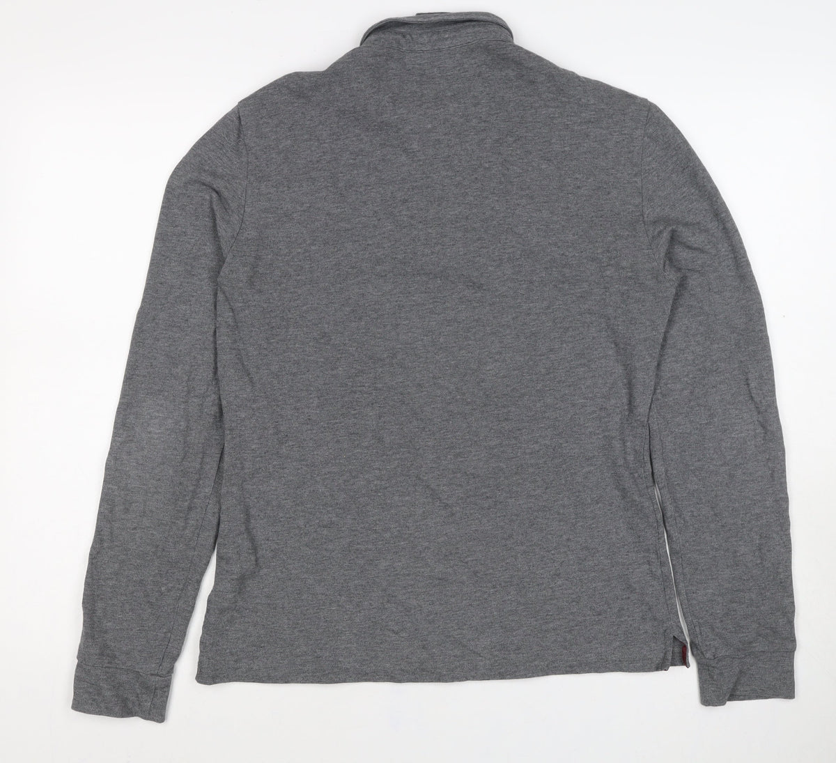 Armani Jeans Men's Grey M Long Sleeve Logo Polo Shirt Button Neck