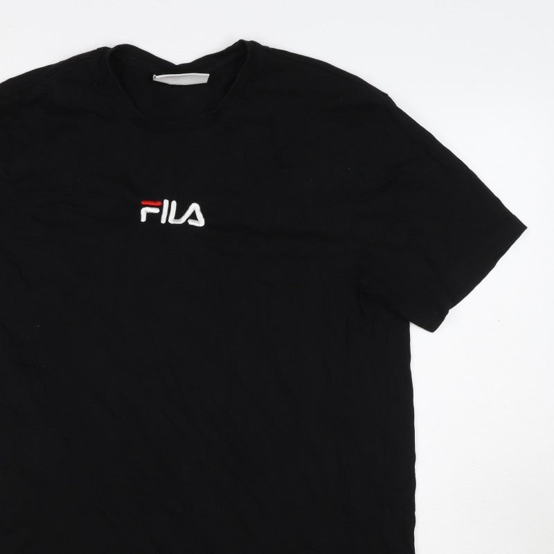 Fila Men’s Black Size S Embroidered Logo Crew Neck Cotton T-Shirt