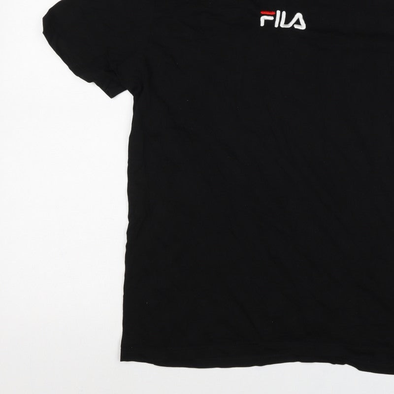 Fila Men’s Black Size S Embroidered Logo Crew Neck Cotton T-Shirt