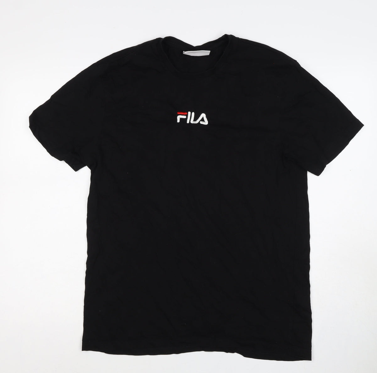 Fila Men’s Black Size S Embroidered Logo Crew Neck Cotton T-Shirt