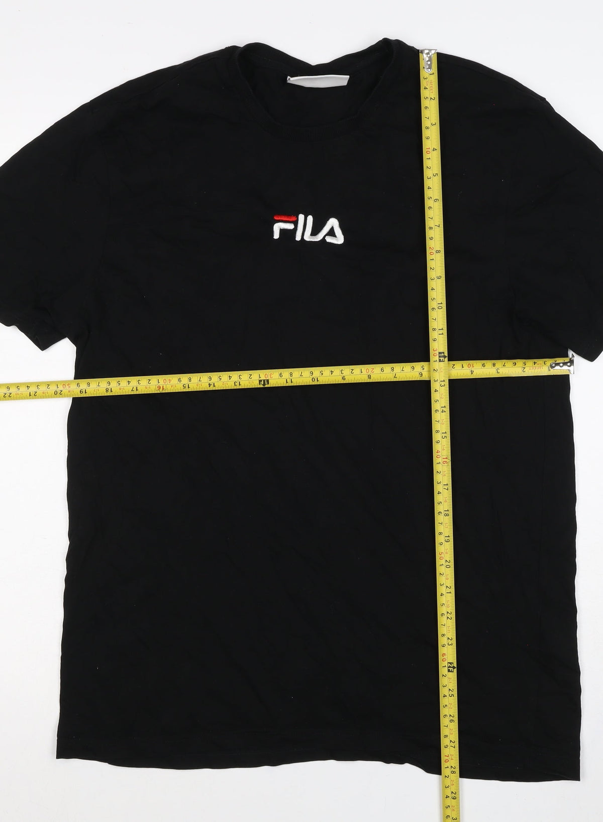 Fila Men’s Black Size S Embroidered Logo Crew Neck Cotton T-Shirt