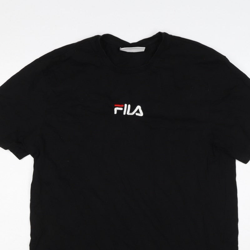 Fila Men’s Black Size S Embroidered Logo Crew Neck Cotton T-Shirt