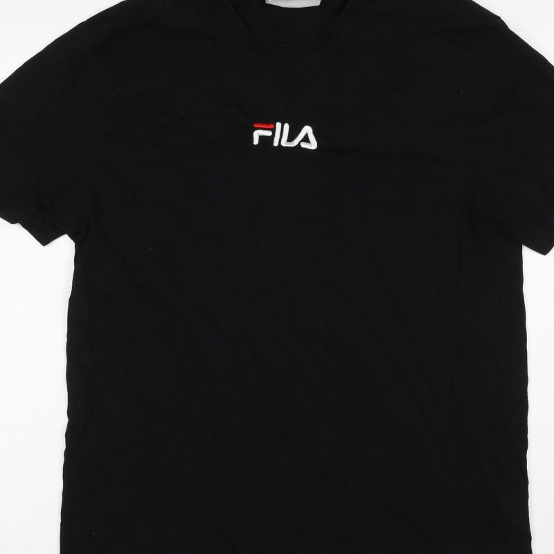 Fila Men’s Black Size S Embroidered Logo Crew Neck Cotton T-Shirt