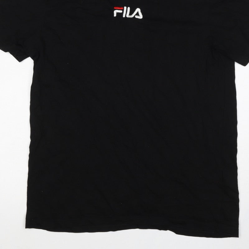 Fila Men’s Black Size S Embroidered Logo Crew Neck Cotton T-Shirt