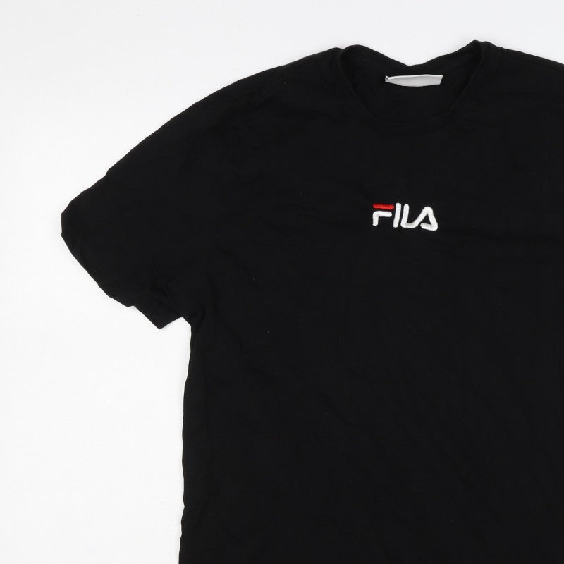 Fila Men’s Black Size S Embroidered Logo Crew Neck Cotton T-Shirt