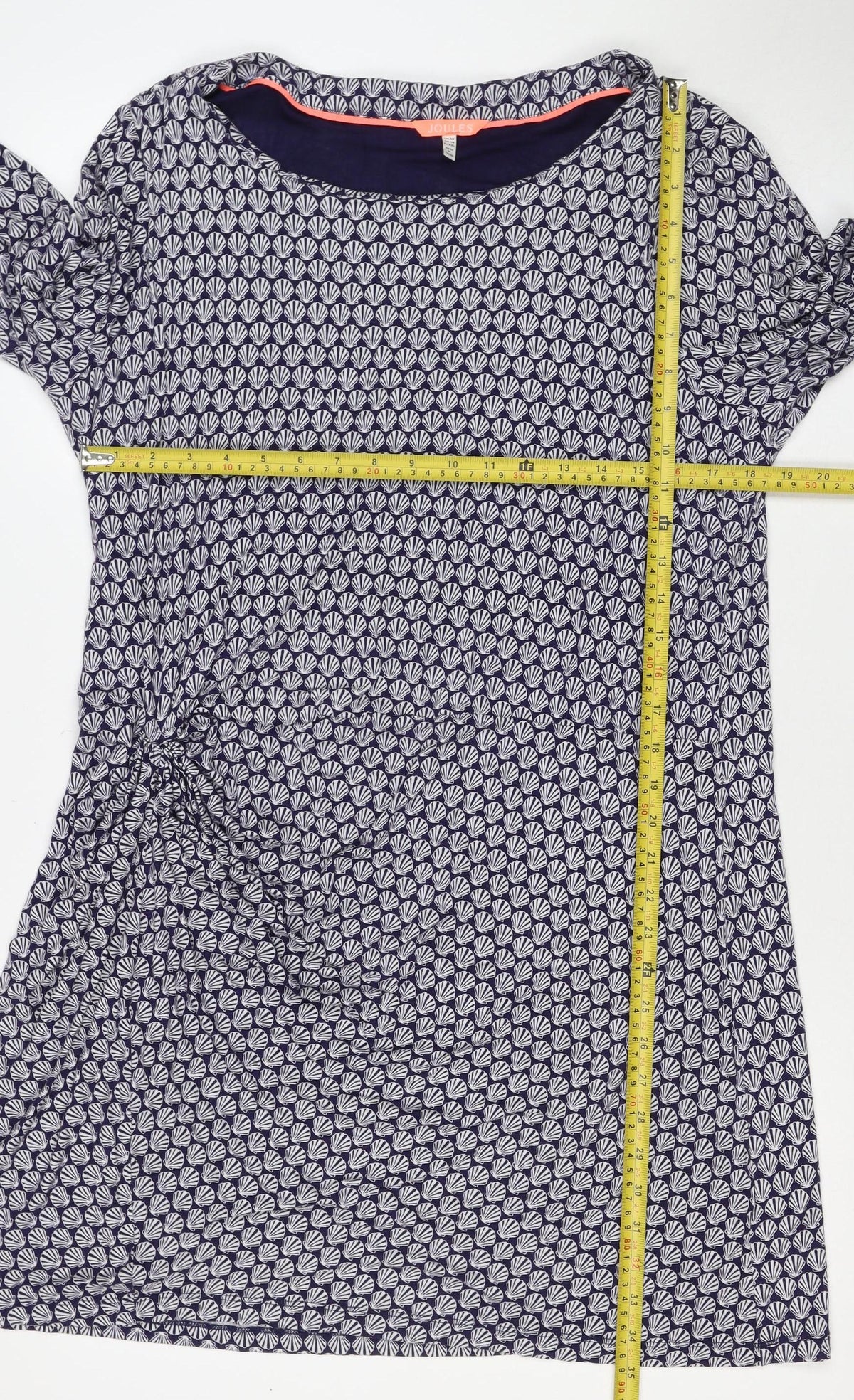 Joules Women’s Blue Shell Print Knee Length Shift Dress UK 18