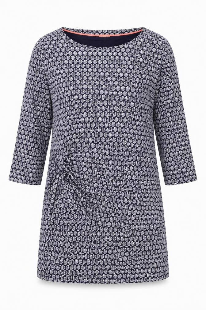 Joules Women’s Blue Shell Print Knee Length Shift Dress UK 18
