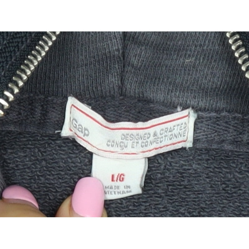 Gap Women’s Black L Full Zip Hooded Sweatshirt Zip Pockets