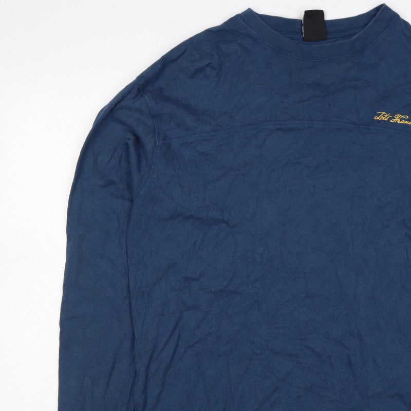 Leto Jeans Men’s Blue M Crew Neck Logo Pullover Sweatshirt