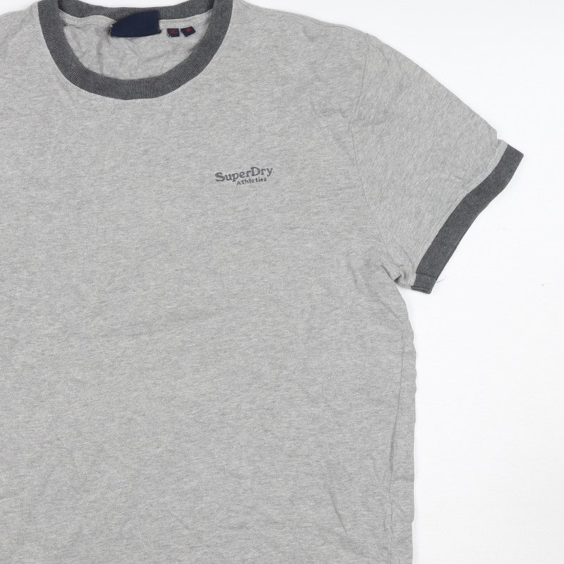 Superdry Unisex Adults Grey M Ringer Cotton Logo T-Shirt
