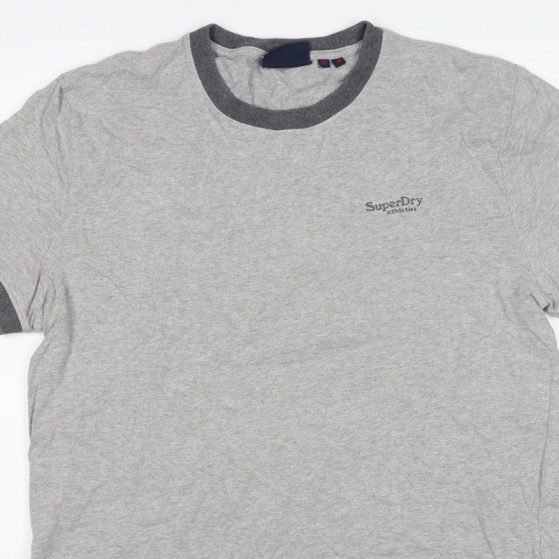 Superdry Unisex Adults Grey M Ringer Cotton Logo T-Shirt