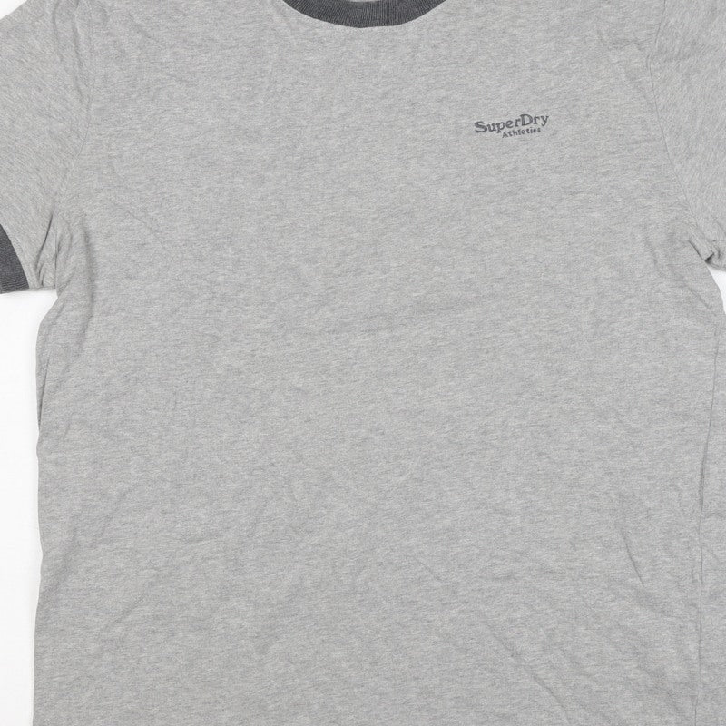 Superdry Unisex Adults Grey M Ringer Cotton Logo T-Shirt