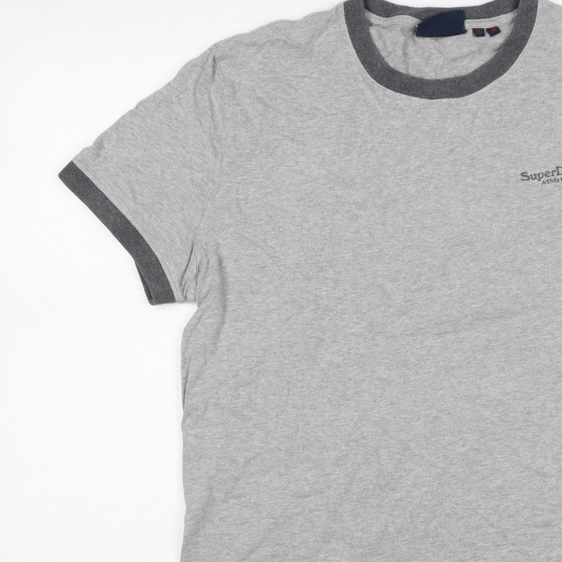 Superdry Unisex Adults Grey M Ringer Cotton Logo T-Shirt