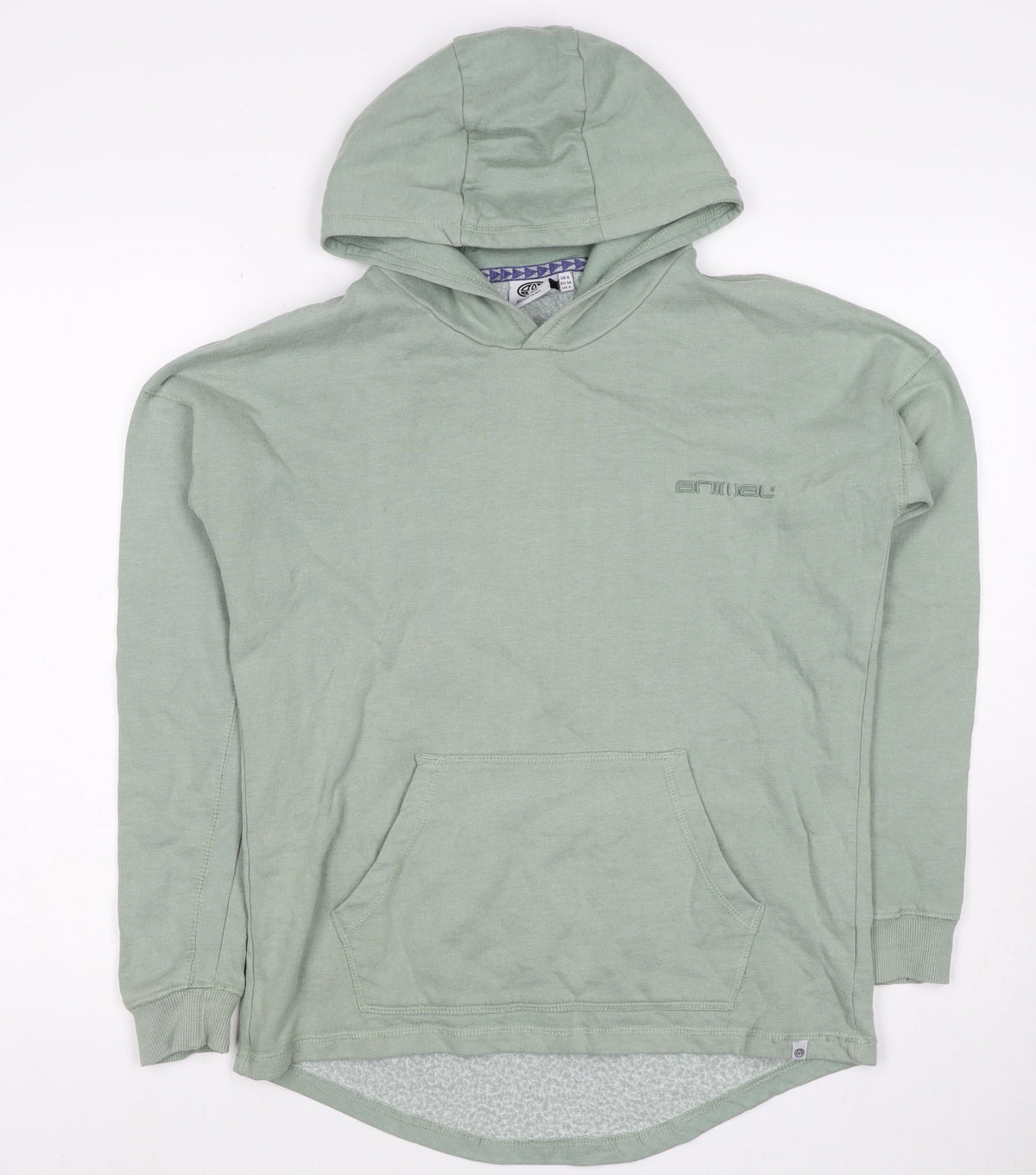 Animal Women’s Green UK 6 Pullover Hoodie Logo Pocket Long Sleeve