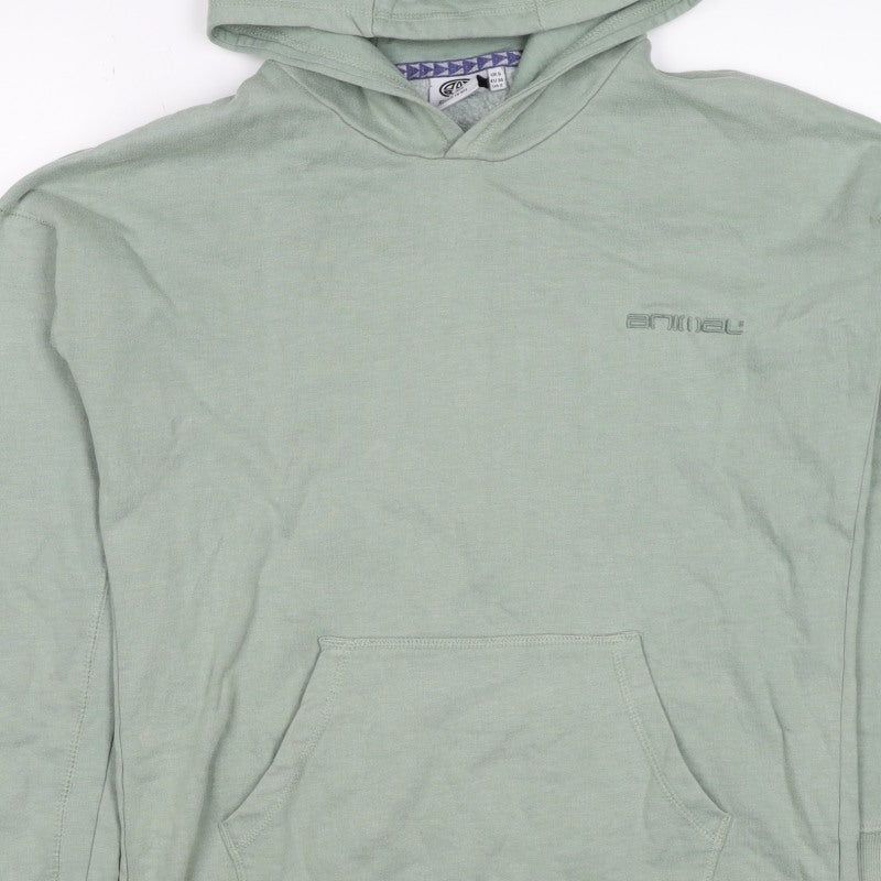 Animal Women’s Green UK 6 Pullover Hoodie Logo Pocket Long Sleeve