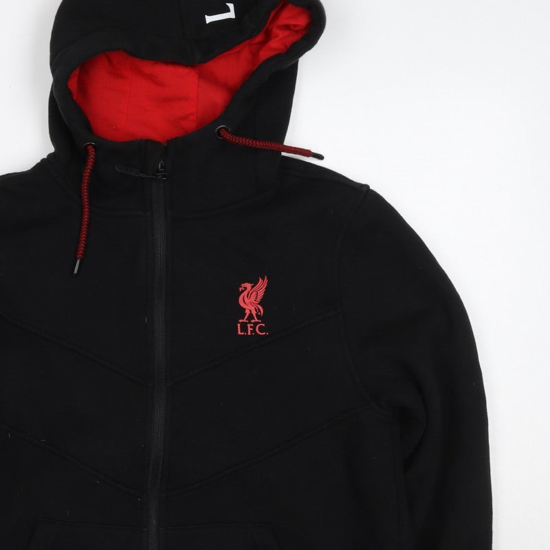 Liverpool FC Men's Black S Full Zip Hoodie Red Lined Football