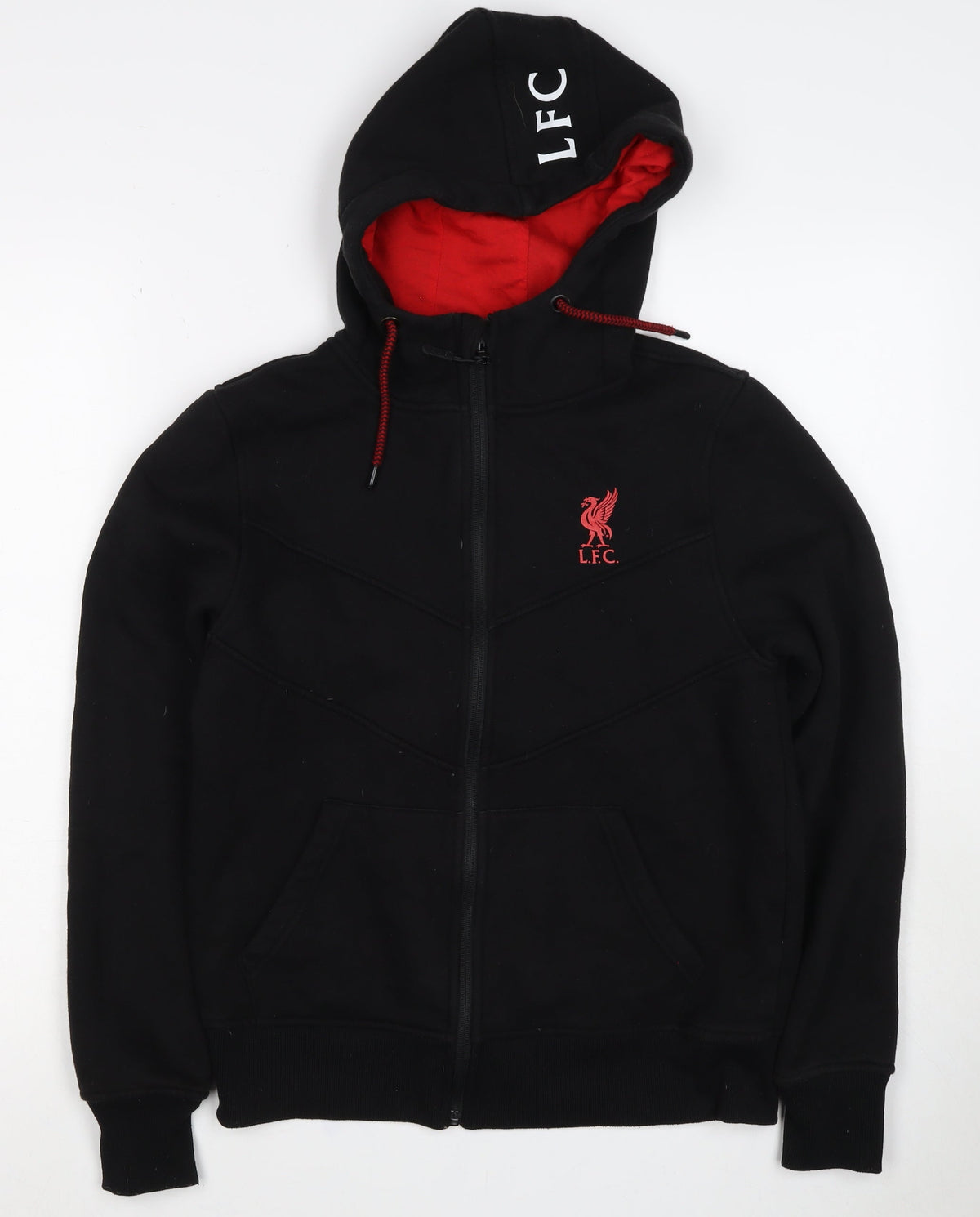 Liverpool FC Men's Black S Full Zip Hoodie Red Lined Football