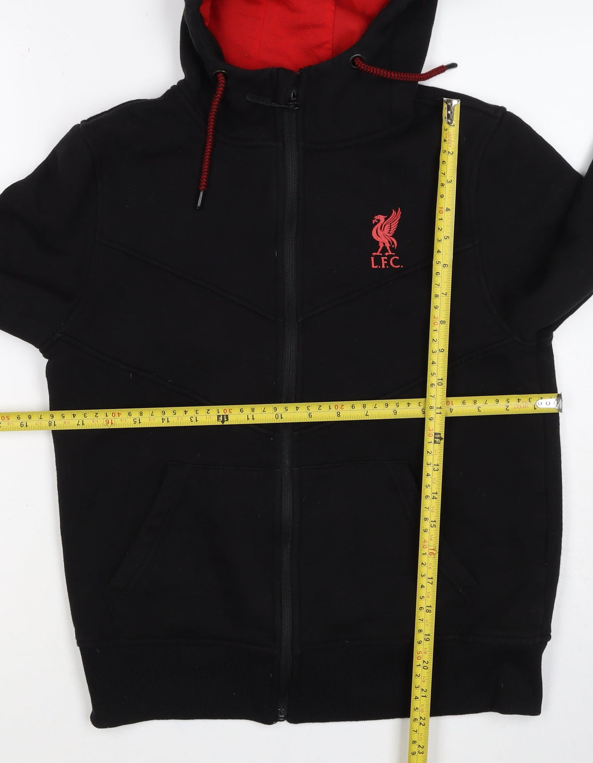 Liverpool FC Men's Black S Full Zip Hoodie Red Lined Football
