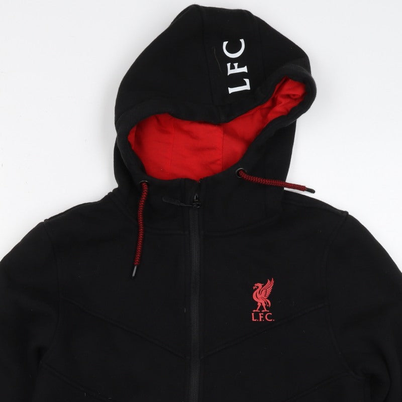 Liverpool FC Men's Black S Full Zip Hoodie Red Lined Football