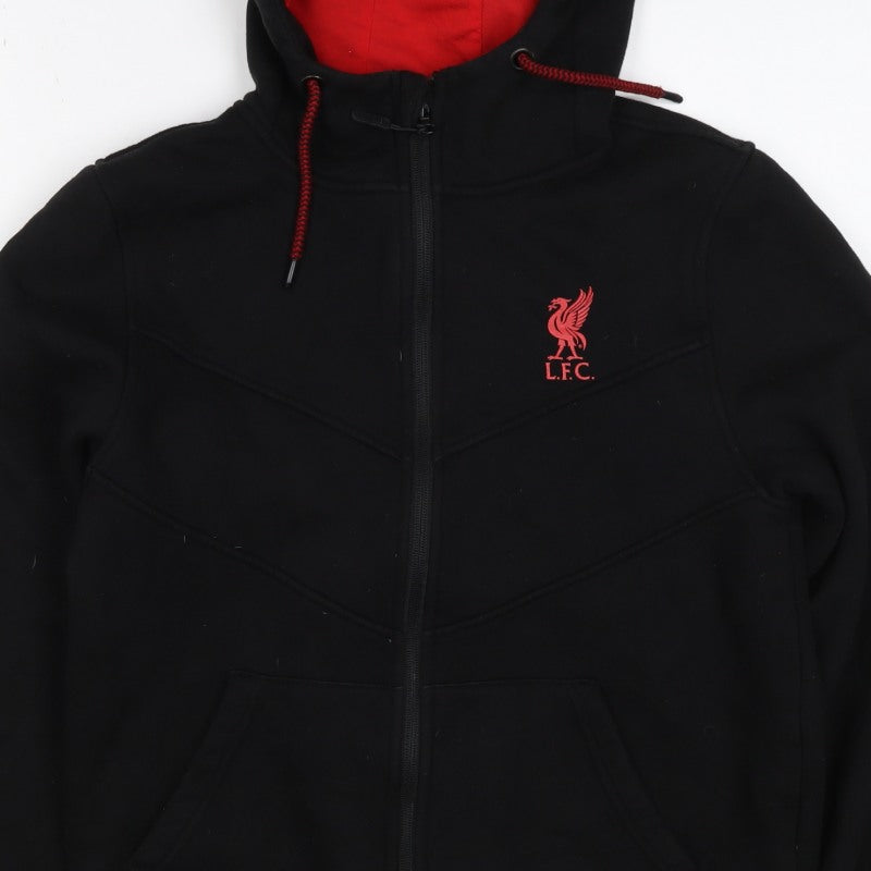 Liverpool FC Men's Black S Full Zip Hoodie Red Lined Football
