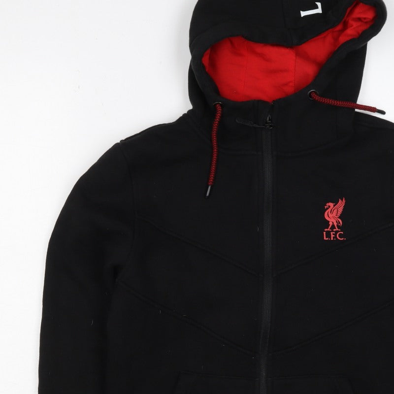 Liverpool FC Men's Black S Full Zip Hoodie Red Lined Football