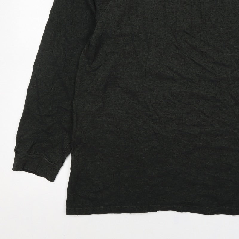 Next Men’s Black 3XL Long Sleeve Cotton Stretch Logo Polo Shirt