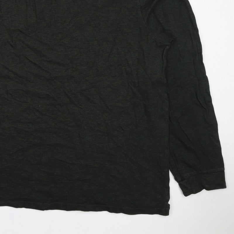 Next Men’s Black 3XL Long Sleeve Cotton Stretch Logo Polo Shirt