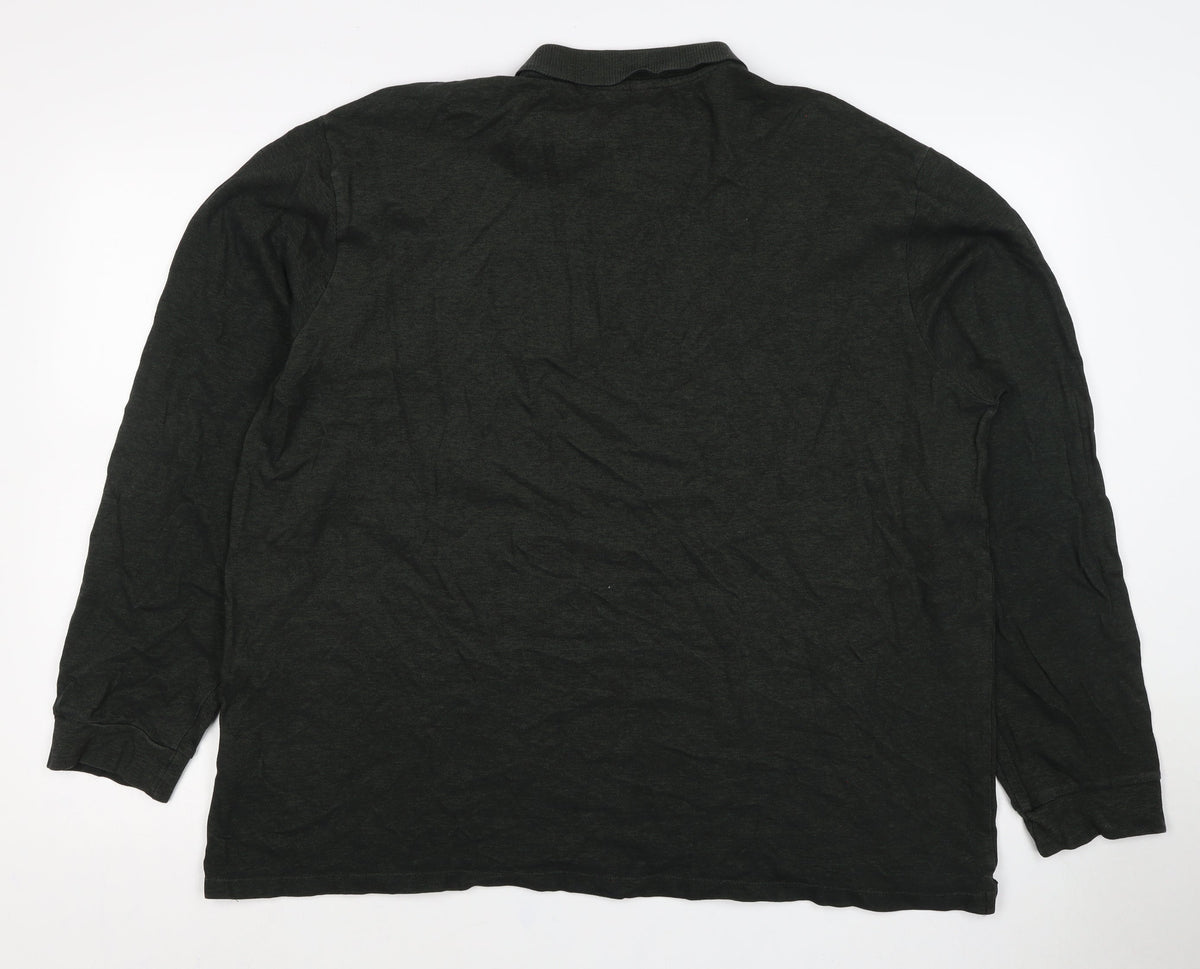 Next Men’s Black 3XL Long Sleeve Cotton Stretch Logo Polo Shirt