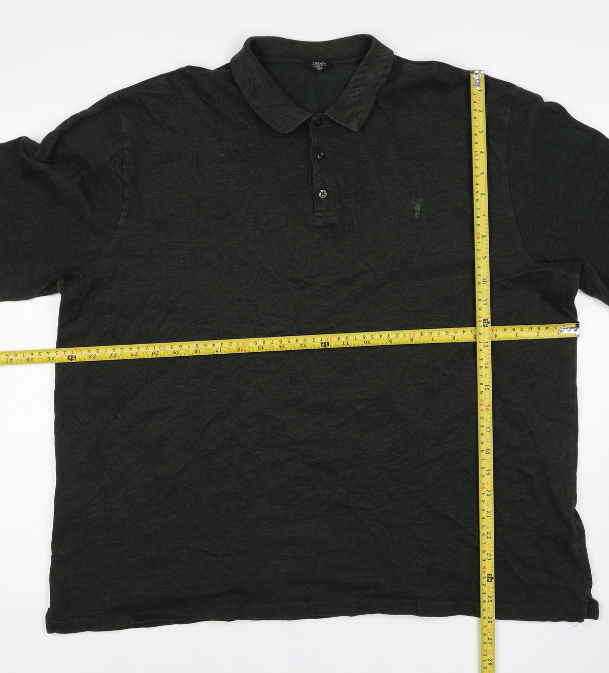 Next Men’s Black 3XL Long Sleeve Cotton Stretch Logo Polo Shirt