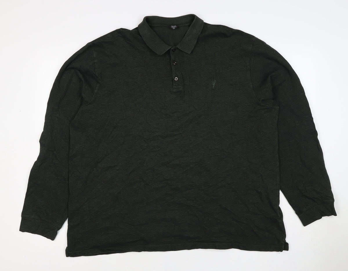 Next Men’s Black 3XL Long Sleeve Cotton Stretch Logo Polo Shirt