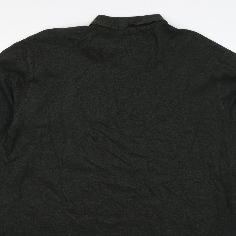 Next Men’s Black 3XL Long Sleeve Cotton Stretch Logo Polo Shirt