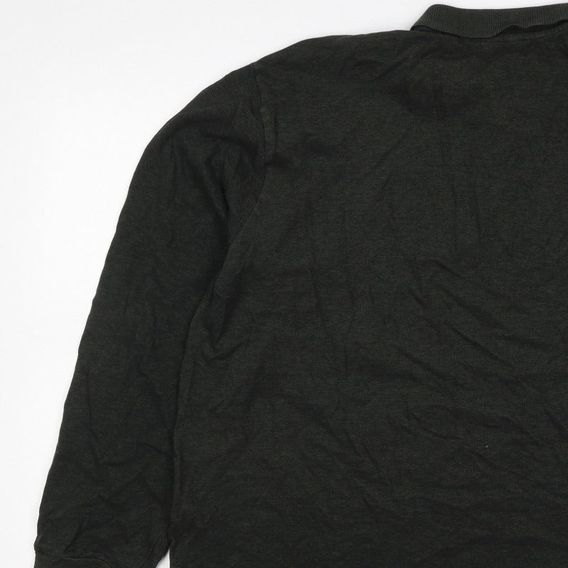 Next Men’s Black 3XL Long Sleeve Cotton Stretch Logo Polo Shirt