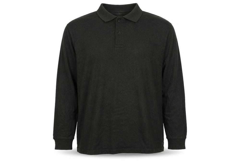 Next Men’s Black 3XL Long Sleeve Cotton Stretch Logo Polo Shirt