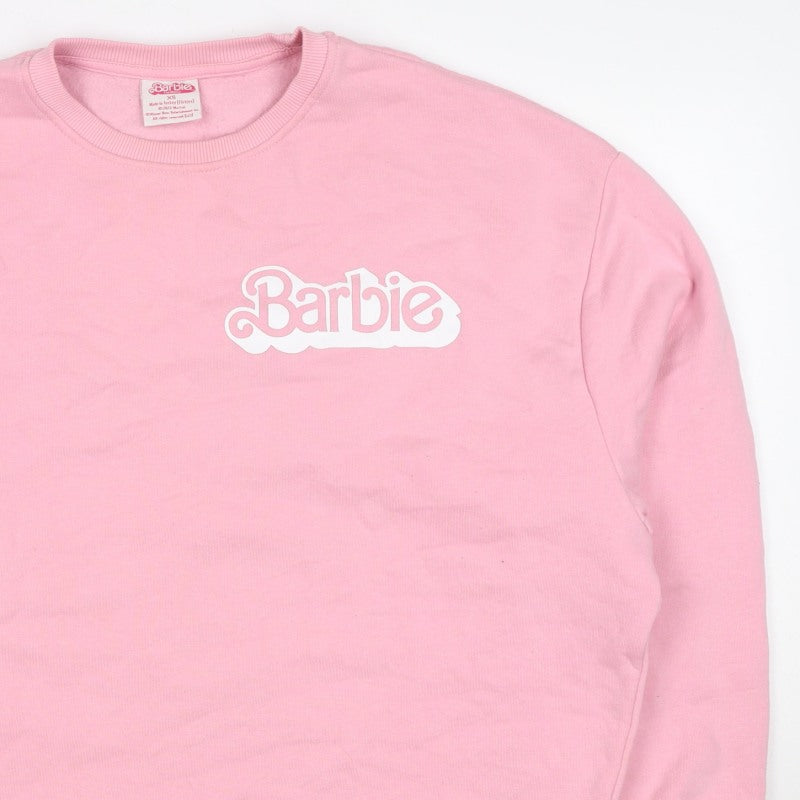 Barbie Women’s Pink XS Logo Graphic Crew Neck Pullover Sweatshirt
