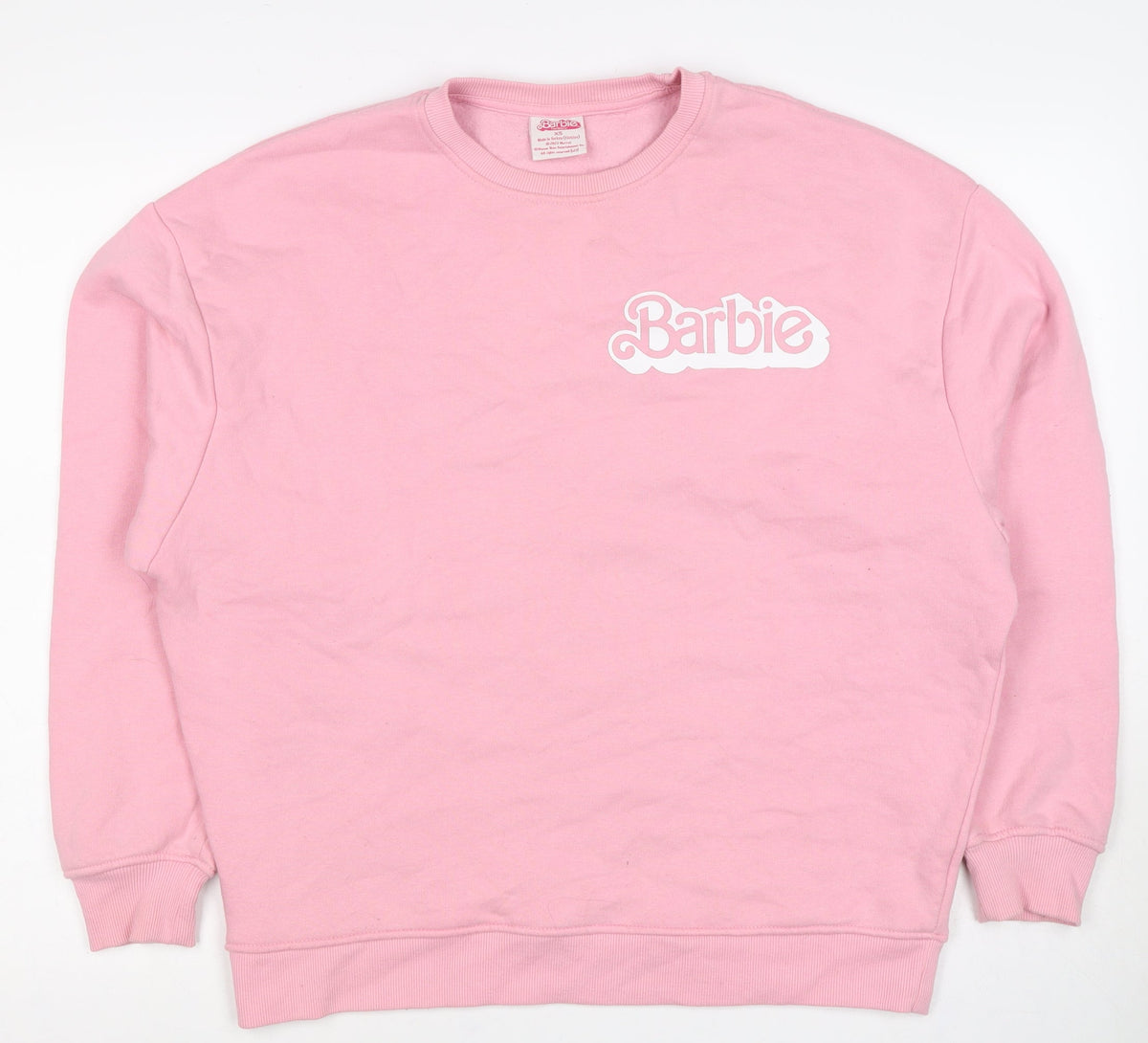 Barbie Women’s Pink XS Logo Graphic Crew Neck Pullover Sweatshirt