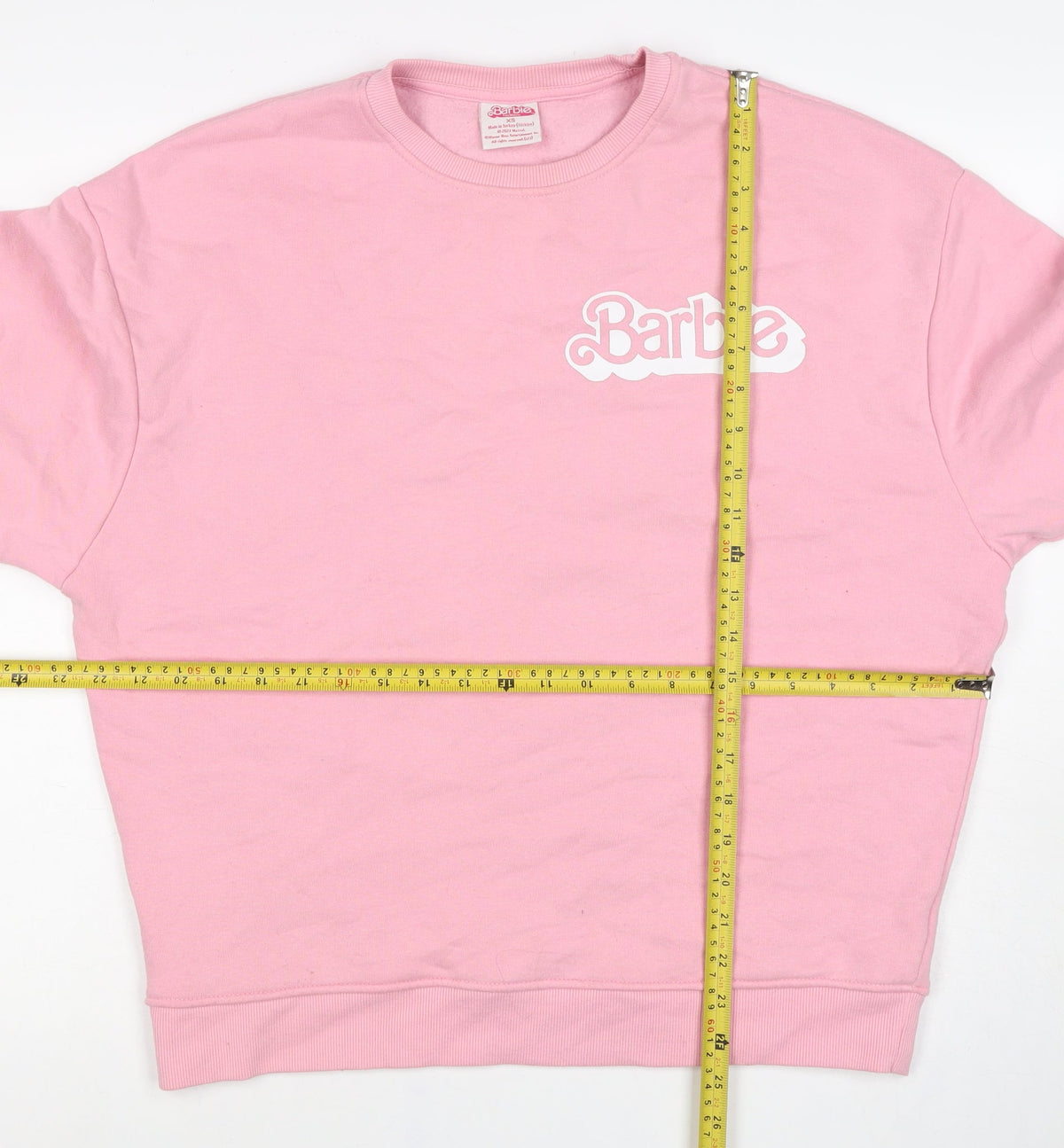 Barbie Women’s Pink XS Logo Graphic Crew Neck Pullover Sweatshirt