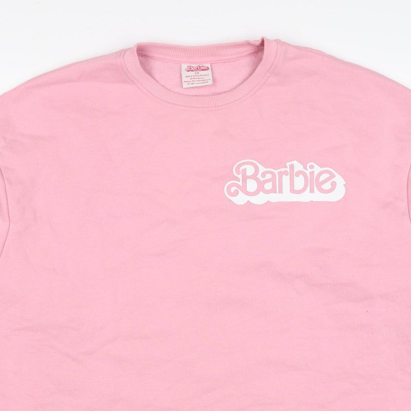 Barbie Women’s Pink XS Logo Graphic Crew Neck Pullover Sweatshirt