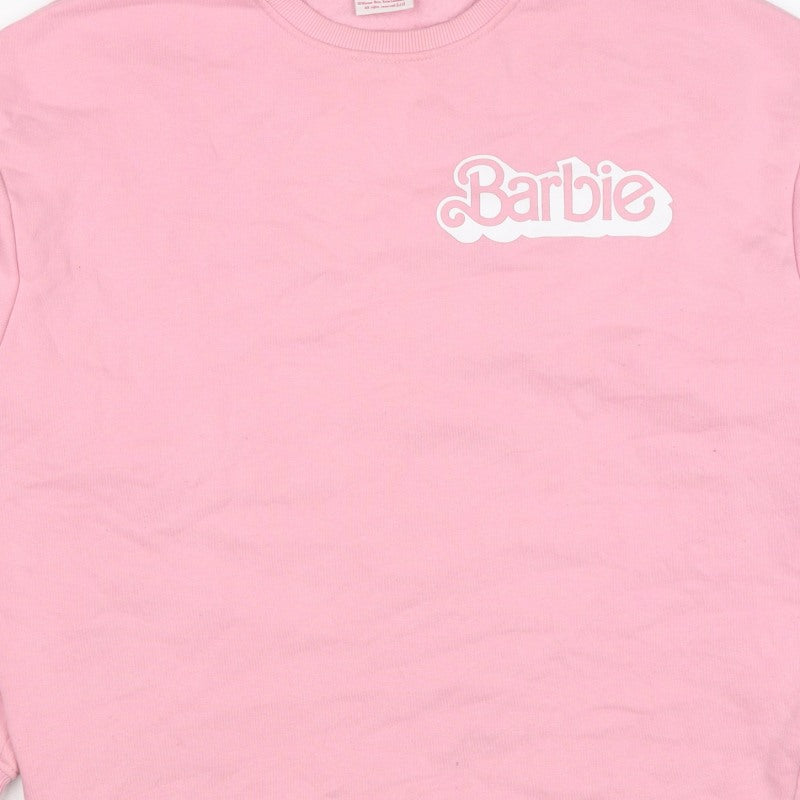 Barbie Women’s Pink XS Logo Graphic Crew Neck Pullover Sweatshirt