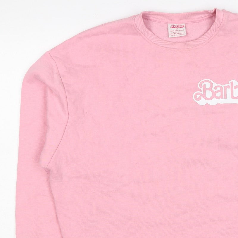 Barbie Women’s Pink XS Logo Graphic Crew Neck Pullover Sweatshirt