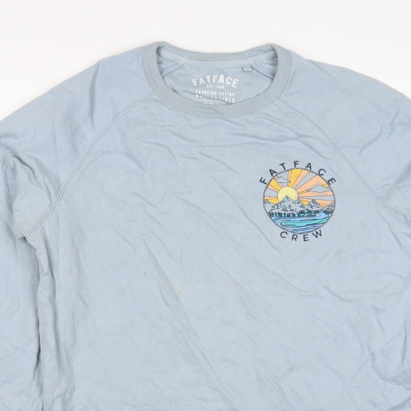 FatFace Men’s Blue S Graphic Logo Crew Neck Pullover Sweatshirt