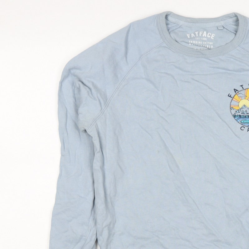 FatFace Men’s Blue S Graphic Logo Crew Neck Pullover Sweatshirt