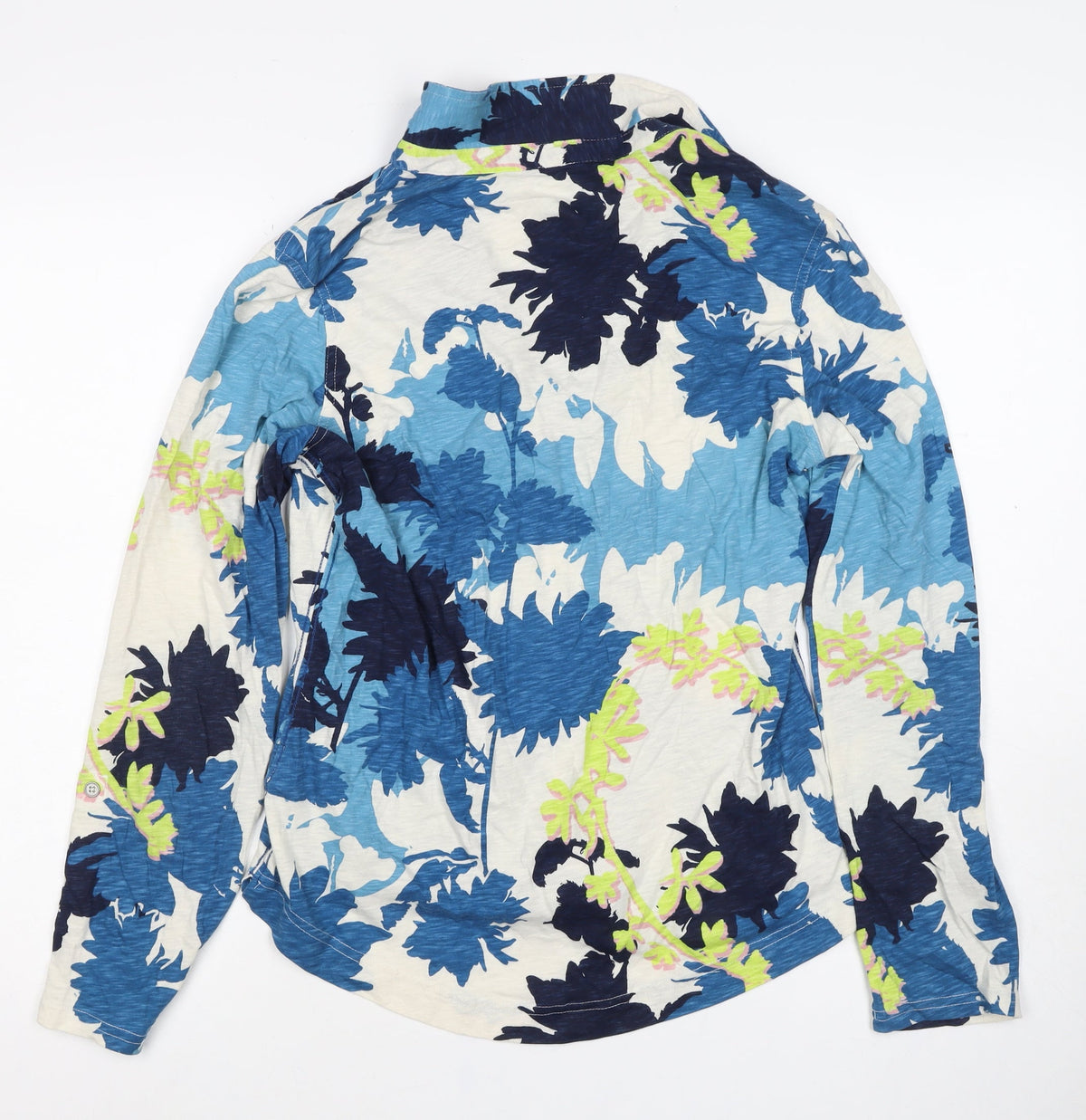 White Stuff Women’s Blue Floral Cotton Button-Up Shirt UK 12